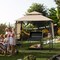 Beige BBQ Grill Gazebo Outdoor Canopy 13.5' x 4' Dual Side Awnings Steel Frame